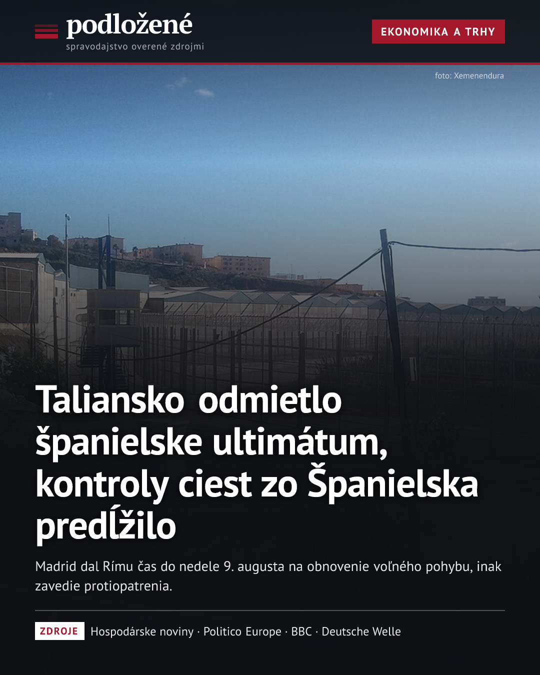 Taliansko odmietlo španielske ultimátum, kontroly ciest zo Španielska predĺžilo
