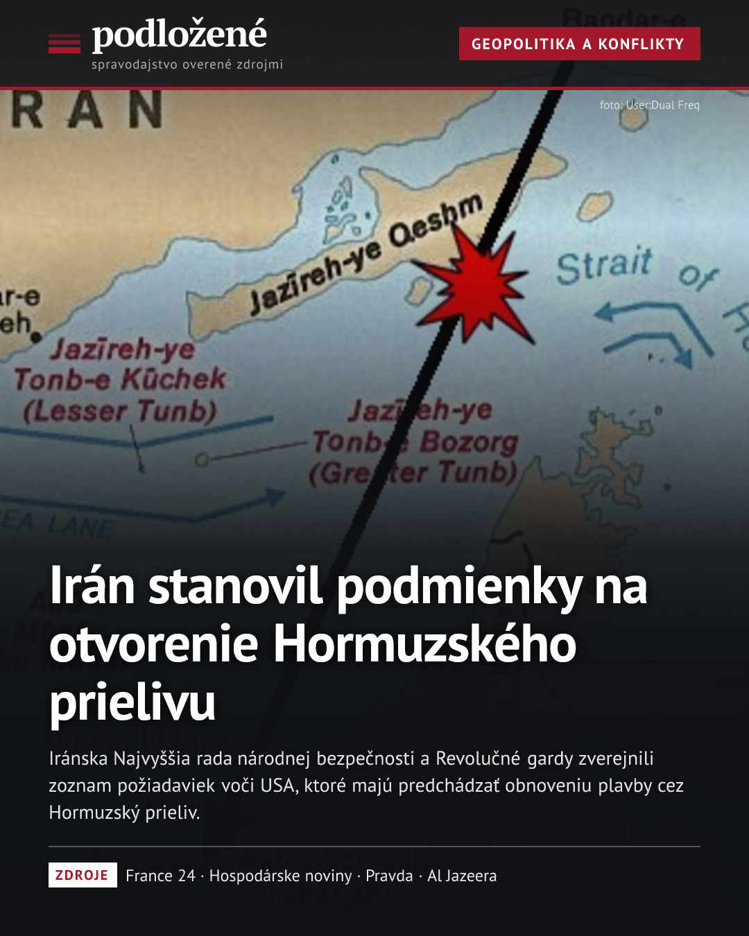 Irán stanovil podmienky na otvorenie Hormuzského prielivu