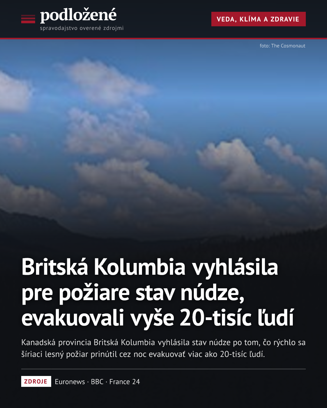 Britská Kolumbia vyhlásila pre požiare stav núdze, evakuovali vyše 20-tisíc ľudí