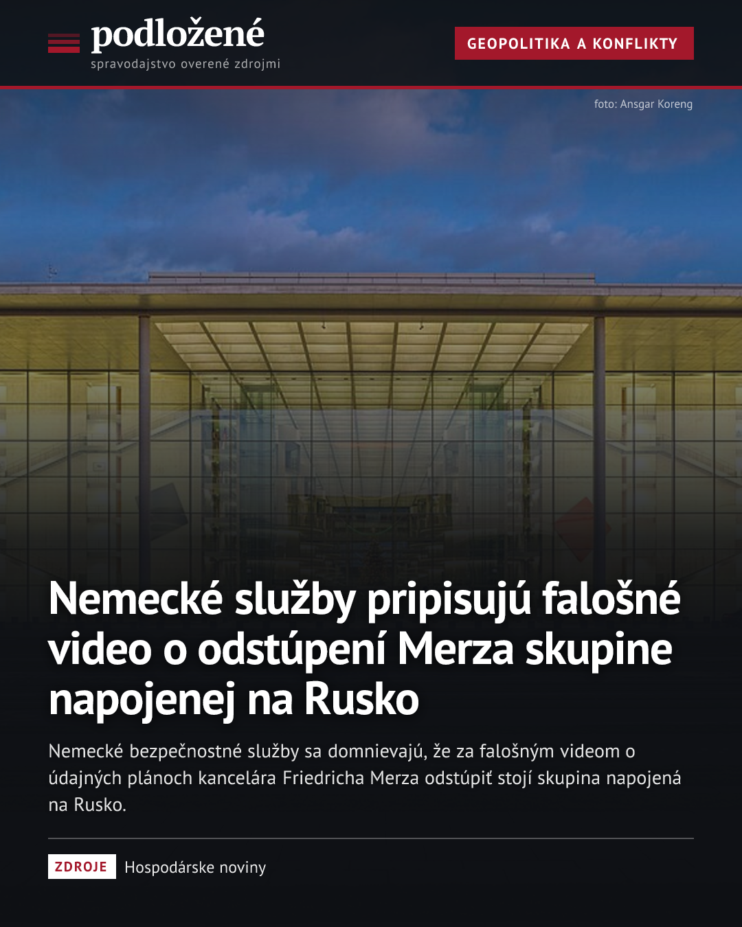 Nemecké služby pripisujú falošné video o odstúpení Merza skupine napojenej na Rusko