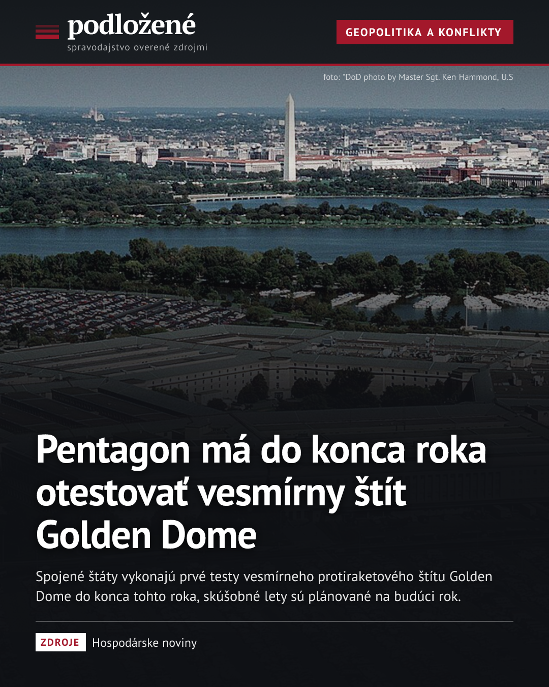 Pentagon má do konca roka otestovať vesmírny štít Golden Dome