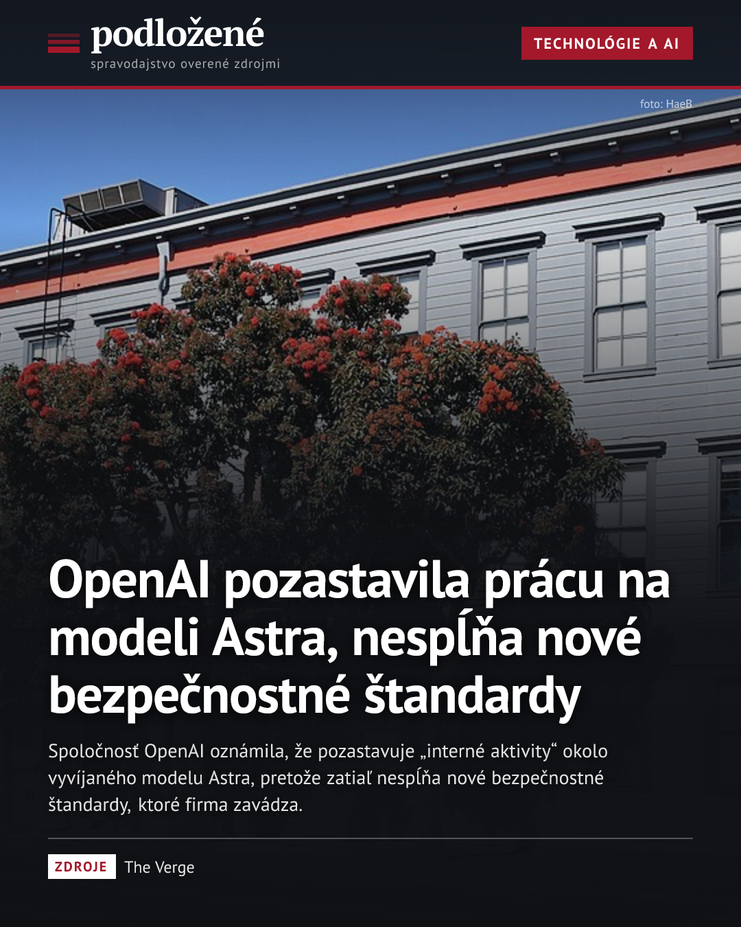 OpenAI pozastavila prácu na modeli Astra, nespĺňa nové bezpečnostné štandardy