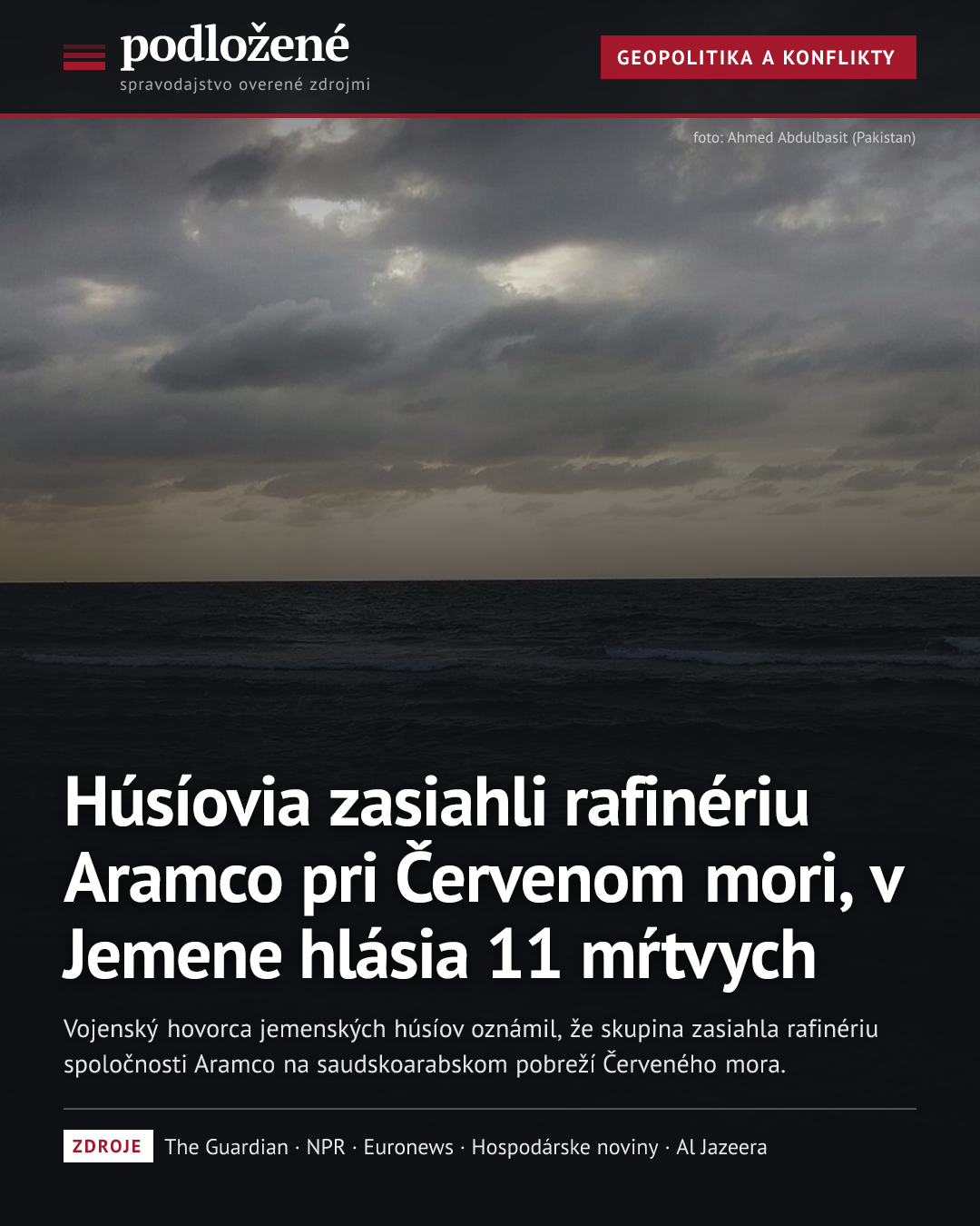 Húsíovia zasiahli rafinériu Aramco pri Červenom mori, v Jemene hlásia 11 mŕtvych